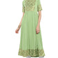 Janasya Light Green Poly Crepe Gold Print Flared kurta - Swadesiicart