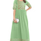 Janasya Light Green Poly Crepe Gold Print Flared kurta - Swadesiicart