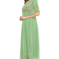 Janasya Light Green Poly Crepe Gold Print Flared kurta - Swadesiicart