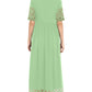 Janasya Light Green Poly Crepe Gold Print Flared kurta - Swadesiicart