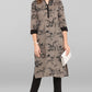 Janasya Women's Grey Cotton Floral Printed Casual Straight kurta | Swadesiicart