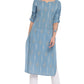 Janasya Turquoise Blue Cotton Ethnic Motifs Straight kurta | Swadesiicart