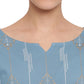 Janasya Turquoise Blue Cotton Ethnic Motifs Straight kurta | Swadesiicart