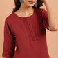 Janasya Women's Maroon Cotton Slub Solid Regular Top | Swadesiicart