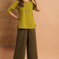 Janasya Women's Green Cotton Slub Solid Regular Top | Swadesiicart