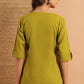 Janasya Women's Green Cotton Slub Solid Regular Top | Swadesiicart