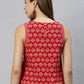 Janasya Women's Red Cotton Floral Print Regular Top | Swadesiicart
