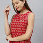Janasya Women's Red Cotton Floral Print Regular Top | Swadesiicart