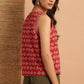 Janasya Women's Red Cotton Floral Print Regular Top | Swadesiicart