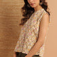 Janasya Women's Cream Cotton Floral Print Designer Back Top | Swadesiicart
