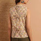 Janasya Women's Cream Cotton Floral Print Designer Back Top | Swadesiicart