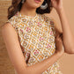 Janasya Women's Cream Cotton Floral Print Designer Back Top | Swadesiicart