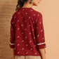 Janasya Women's Maroon Cotton Slub Animal Print Shirt Style Top | Swadesiicart