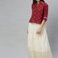 Janasya Women's Maroon Cotton Slub Animal Print Shirt Style Top | Swadesiicart