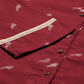 Janasya Women's Maroon Cotton Slub Animal Print Shirt Style Top | Swadesiicart