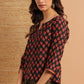Janasya Women's Black Cotton Floral Print Regular Top | Swadesiicart