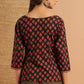 Janasya Women's Black Cotton Floral Print Regular Top | Swadesiicart