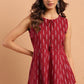 Janasya Women's Maroon Cotton Geometric Print Peplum Top | Swadesiicart