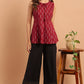 Janasya Women's Maroon Cotton Geometric Print Peplum Top | Swadesiicart
