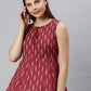 Janasya Women's Maroon Cotton Geometric Print Peplum Top | Swadesiicart