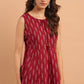 Janasya Women's Maroon Cotton Geometric Print Peplum Top | Swadesiicart