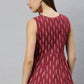 Janasya Women's Maroon Cotton Geometric Print Peplum Top | Swadesiicart
