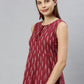 Janasya Women's Maroon Cotton Geometric Print Peplum Top | Swadesiicart