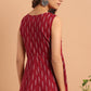 Janasya Women's Maroon Cotton Geometric Print Peplum Top | Swadesiicart