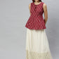 Janasya Women's Maroon Cotton Geometric Print Peplum Top | Swadesiicart