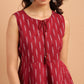 Janasya Women's Maroon Cotton Geometric Print Peplum Top | Swadesiicart