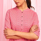 Janasya Women's Pink Cotton Floral Print Empire Waist Tunic | Swadesiicart