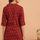 Janasya Women's Red Cotton Ethnic Motifs Straight Tunic | Swadesiicart