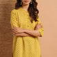 Janasya Women's Mustard Cotton Slub Floral Print Straight Tunic | Swadesiicart