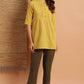 Janasya Women's Mustard Cotton Slub Floral Print Straight Tunic | Swadesiicart