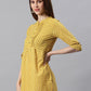 Janasya Women's Mustard Cotton Slub Floral Print Straight Tunic | Swadesiicart