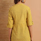 Janasya Women's Mustard Cotton Slub Floral Print Straight Tunic | Swadesiicart