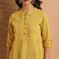 Janasya Women's Mustard Cotton Slub Floral Print Straight Tunic | Swadesiicart