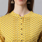 Janasya Women's Mustard Cotton Slub Floral Print Straight Tunic | Swadesiicart