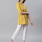 Janasya Women's Mustard Cotton Slub Floral Print Straight Tunic | Swadesiicart