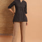 Janasya Women's Black Cotton Slub Geometric Print Straight Tunic | Swadesiicart