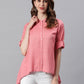 Janasya Women's Pink Rayon Solid High Low Tunic | Swadesiicart