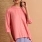 Janasya Women's Pink Rayon Solid High Low Tunic | Swadesiicart