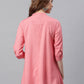 Janasya Women's Pink Rayon Solid High Low Tunic | Swadesiicart
