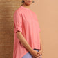 Janasya Women's Pink Rayon Solid High Low Tunic | Swadesiicart