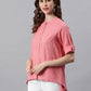Janasya Women's Pink Rayon Solid High Low Tunic | Swadesiicart