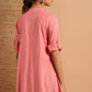Janasya Women's Pink Rayon Solid High Low Tunic | Swadesiicart