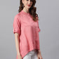 Janasya Women's Pink Rayon Solid High Low Tunic | Swadesiicart