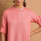 Janasya Women's Pink Rayon Solid High Low Tunic | Swadesiicart