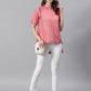 Janasya Women's Pink Rayon Solid High Low Tunic | Swadesiicart
