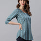 Janasya Women's Blue Cotton Floral Print Straight Tunic | Swadesiicart